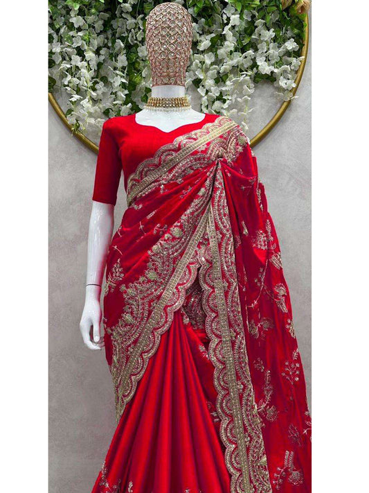 Rangoli Silk Traditional Sequence work Saree in Red color-41020