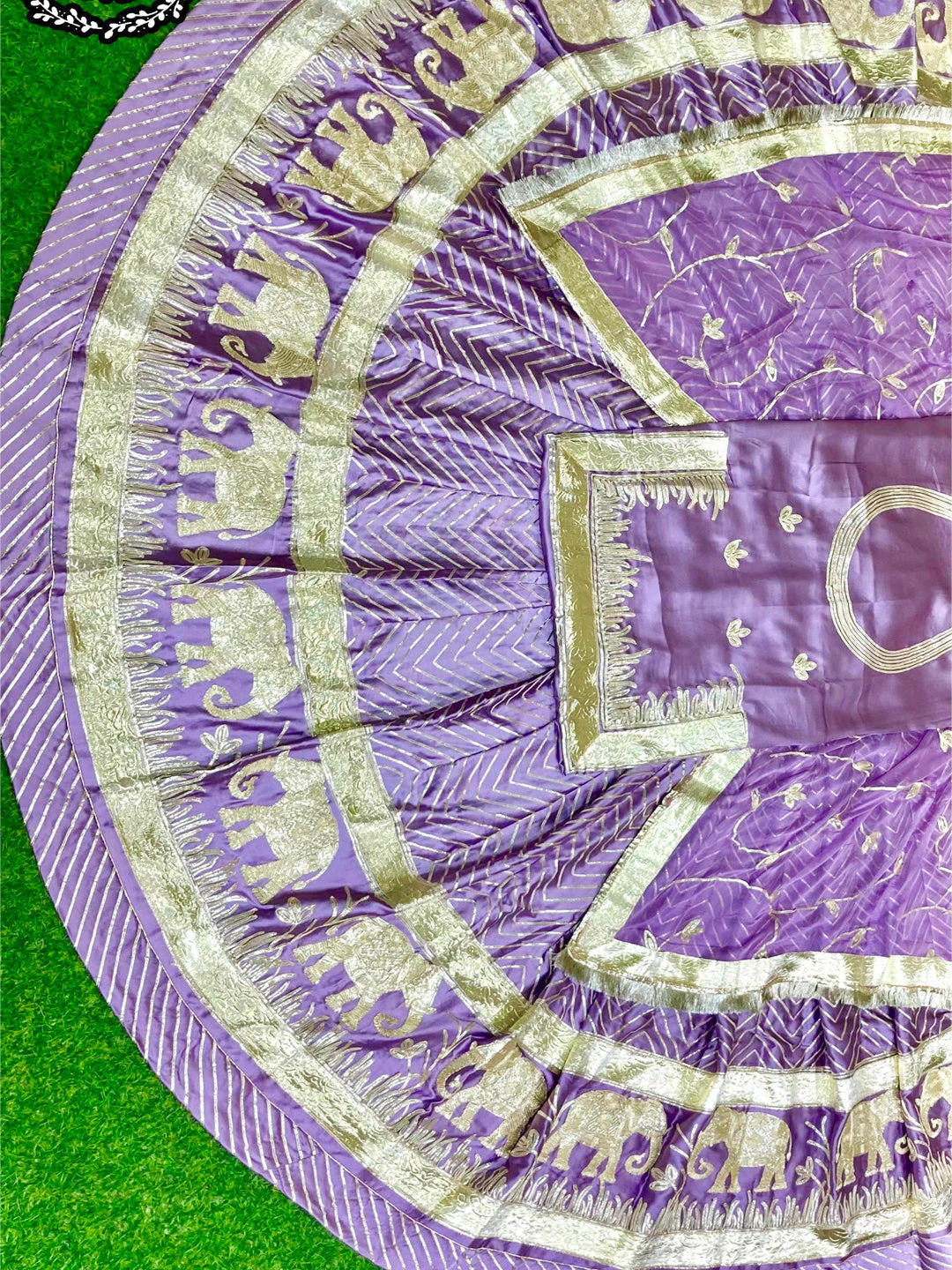 4 Meter Full Gher Satin Humarahi Pure Wedding Traditional Rajputi Poshak with Seekiya Gotta work-81637