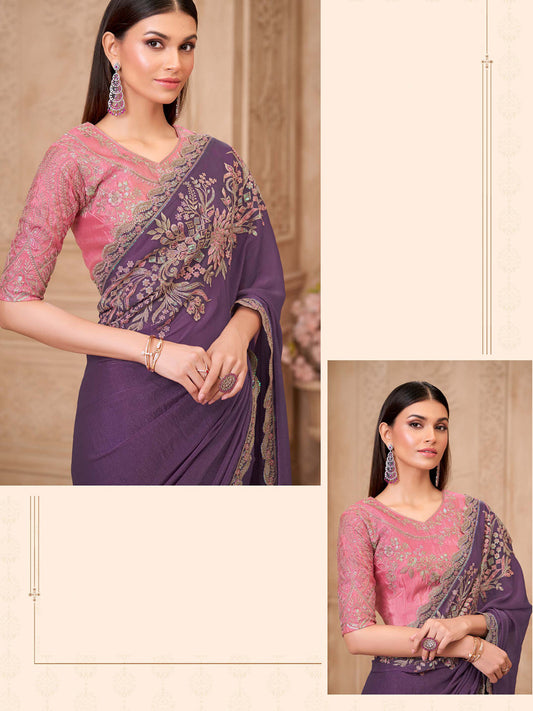 Soft Sparkle Georgette with Embroidered Saree-32012