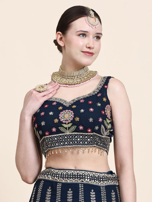 Sequance Georgette Lehenga in Blue