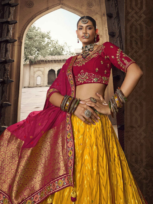 Mirror Organza A Line Lehenga in Yellow