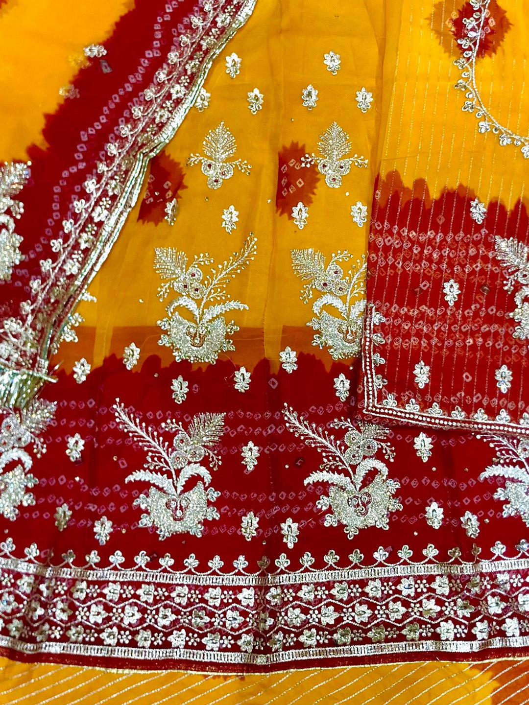 Bandej Peeliya Premium quality Rajputi Poshak with stone Work-91672