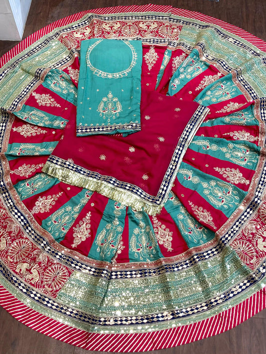 7 Meter flair Silk Premium quality Vintage Rajputi Poshak-91708