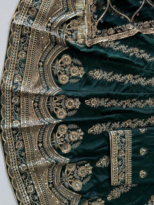 4 Meter flare Heavy Silk Crepe wedding Rajputi Poshak In Blue color -91777