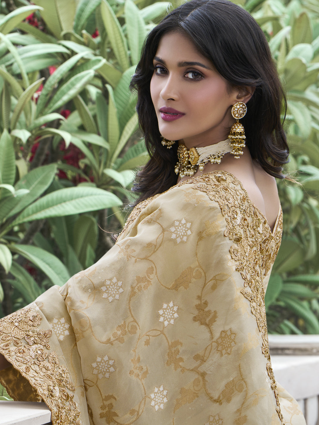 Zari Embroidery Soft Fancy Saree in off white color-81540