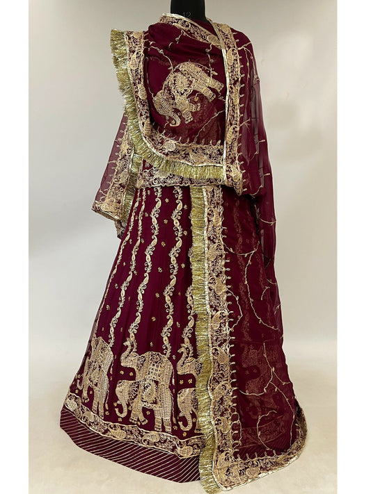 12 Kali Humarai pure Wedding Sangeet Premium quality Rajputi Poshak In Maroon Color-81633