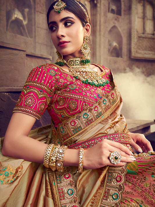 Banarasi Silk Bridal Lehenga with Sequence work in Multicolor-81705