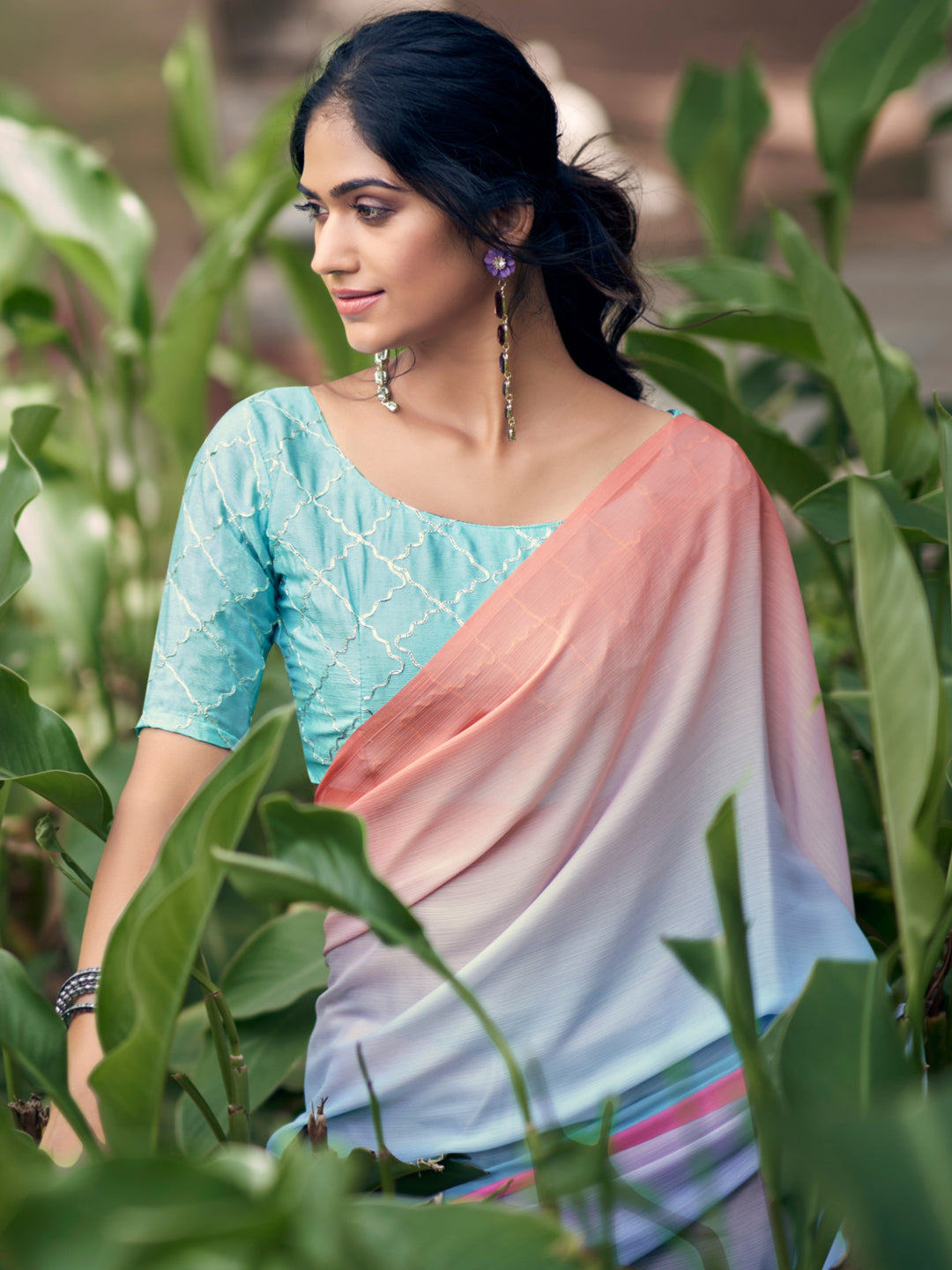 Multicolor Soft Satin Traditional Daily wear Saree In Blue-81111