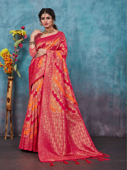 Weaving Banarasi Silk Festive Saree In Pink Color-81057
