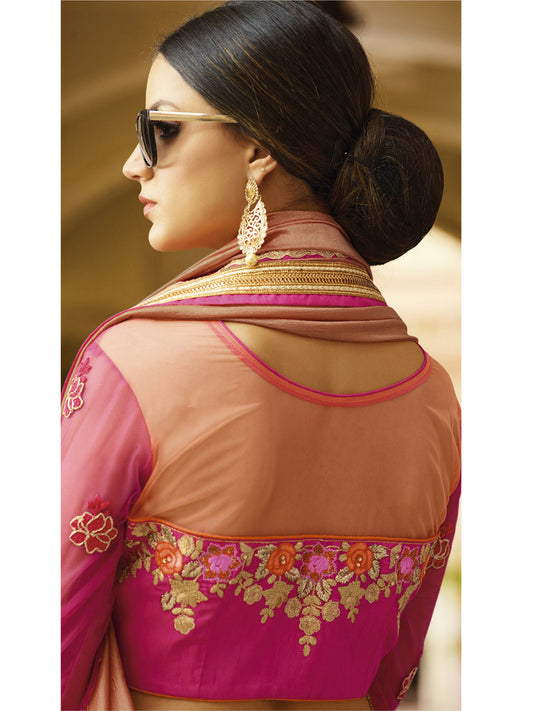 Embroidered Border Silk Saree in Orange color-82072