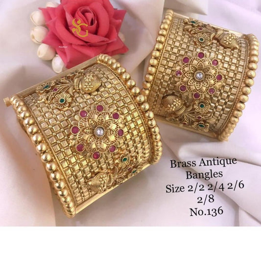 Antique Designer Premium Quality Brass High Gold Openable Bangles Set-81415