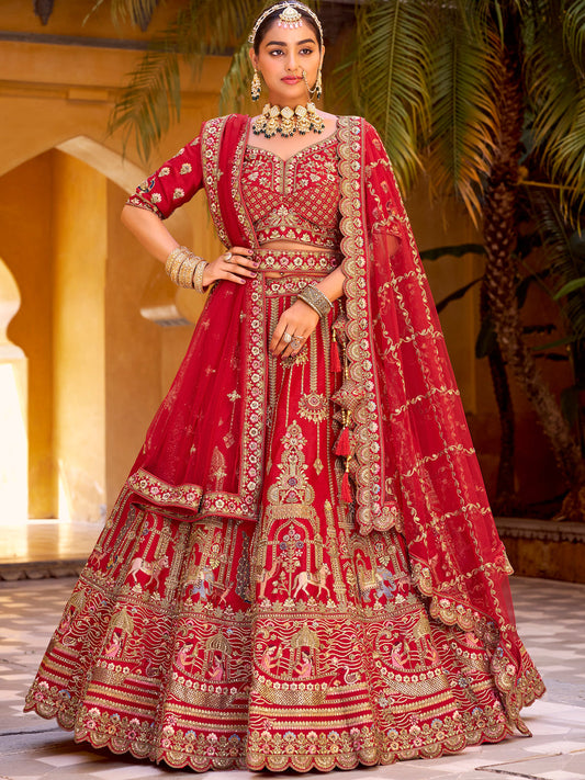 Silk Traditional Wedding Reception Bridal Lehenga In Purple color-41075