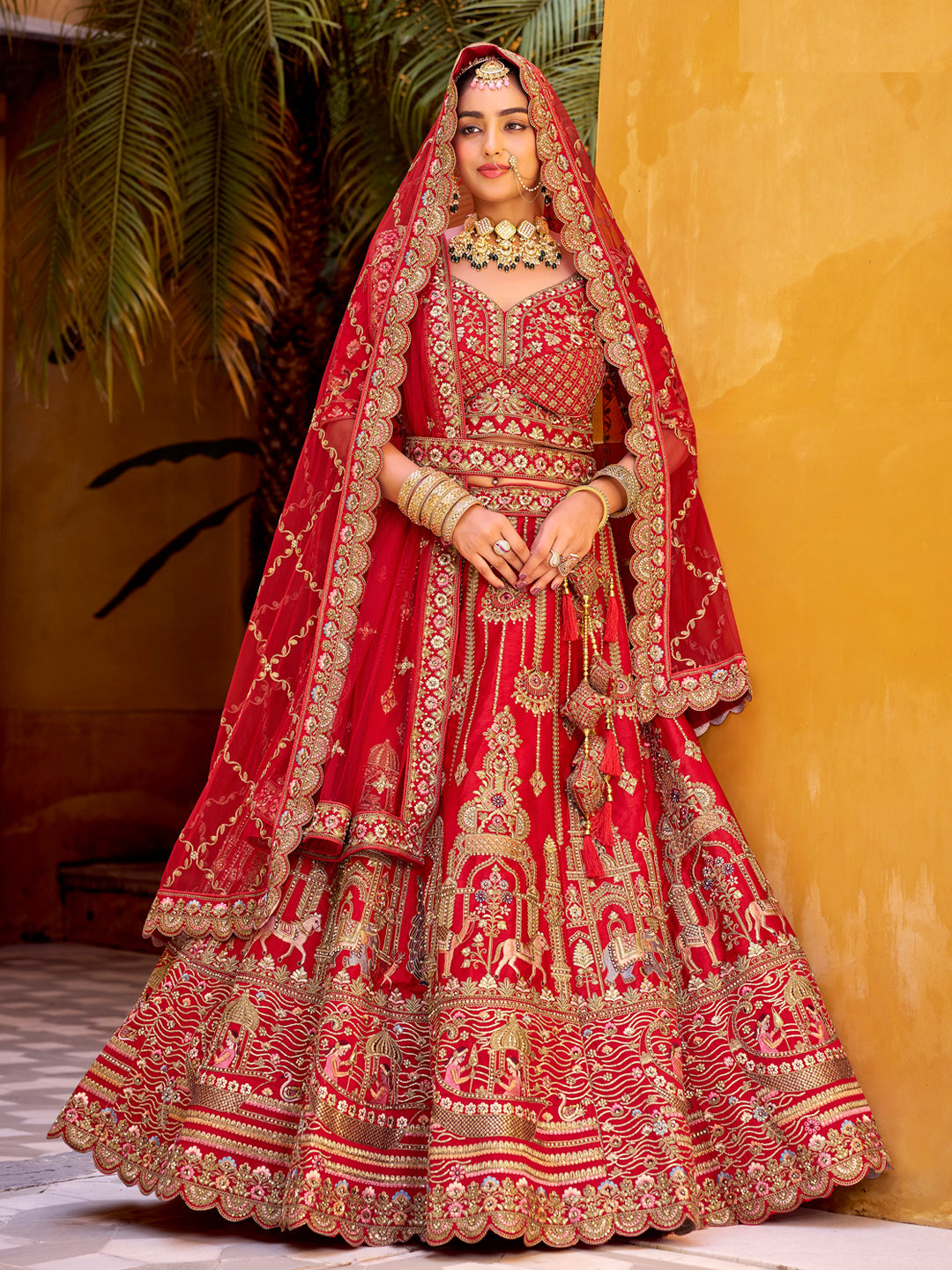 Silk Traditional Wedding Reception Bridal Lehenga In Purple color-41075