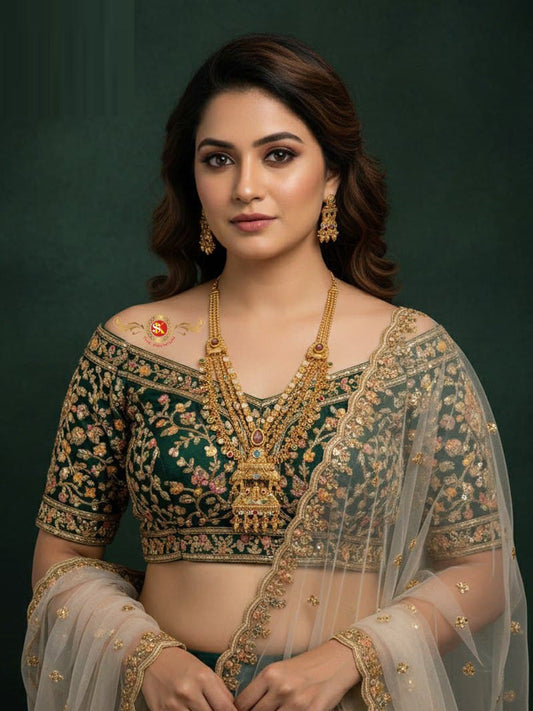 Women Antique Brass Kundan Rani Haar Necklace Jewelry Set -20197