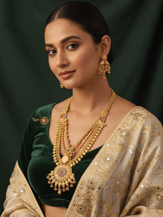 Women Antique Brass Kundan Rani Haar Necklace Jewelry Set -20199