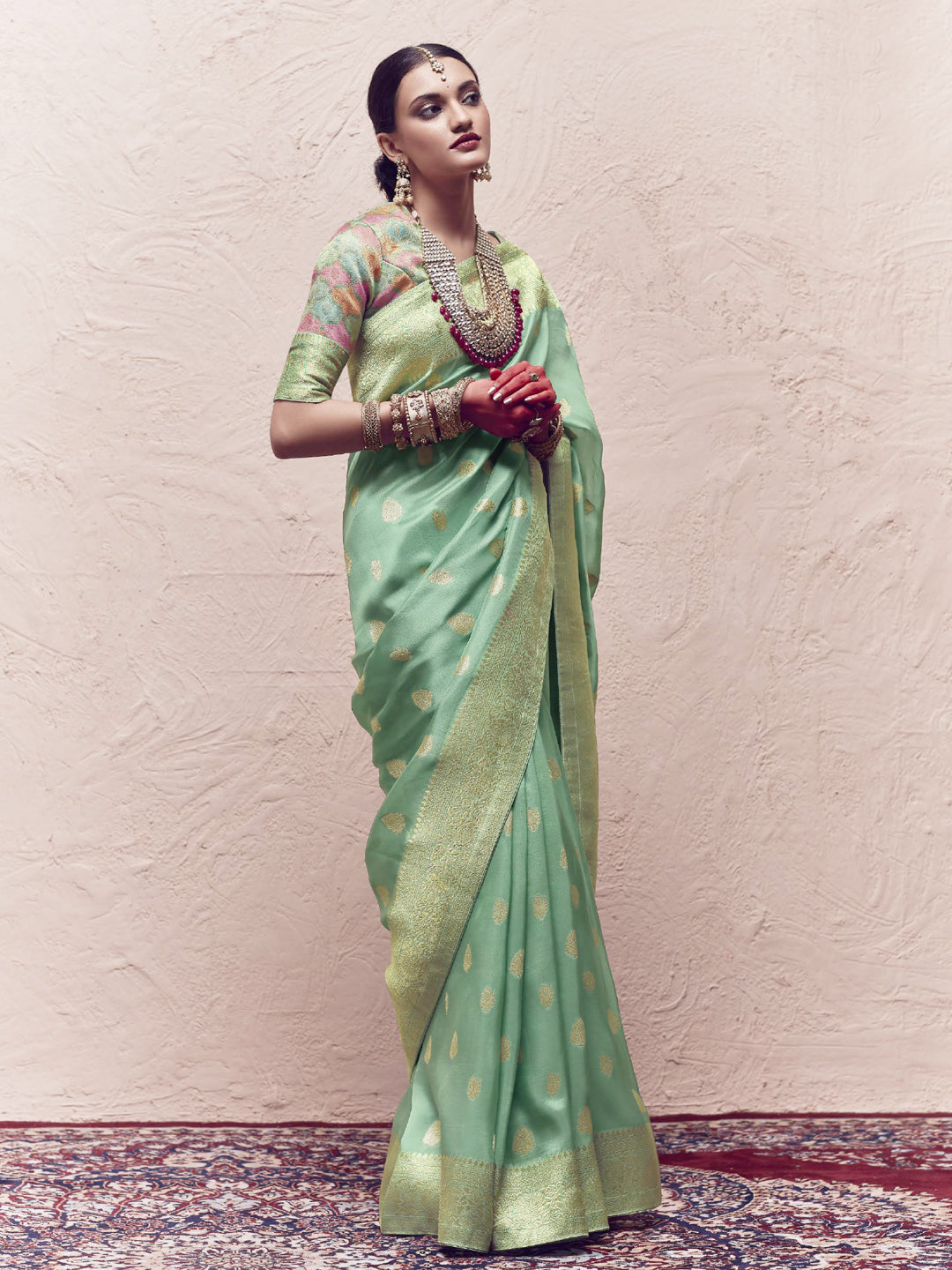 Heavy Viewing Designer Pure Crepe Dola Silk Bridal Traditional Saree In Green-81360