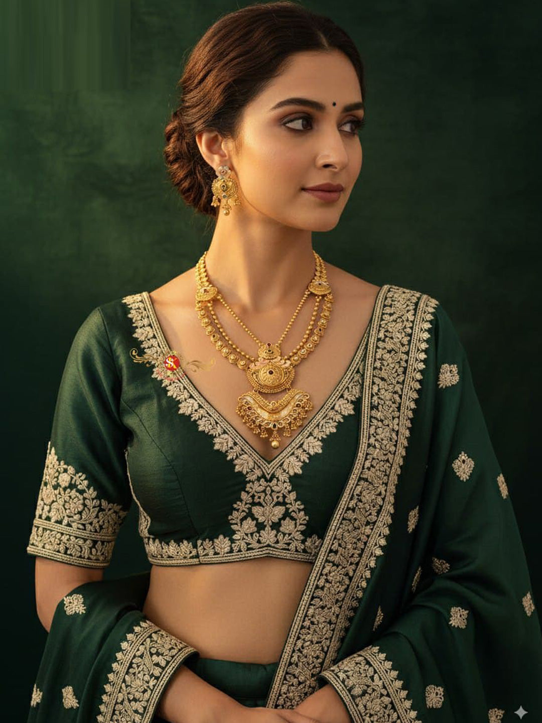 Women Antique Brass Kundan Rani Haar Necklace Jewelry Set -20200