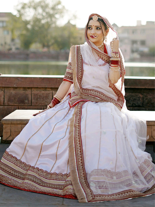 16 Kali Thakur Ji Pure Fastive Velvet Jarri Work Designer Rajputi Poshak in White color-81379