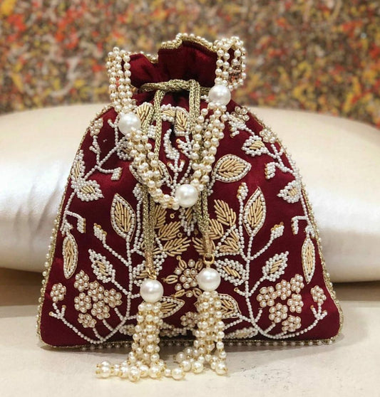 Designer Heavy Mirror Single Side Bridal Handcrafted Potli-81386