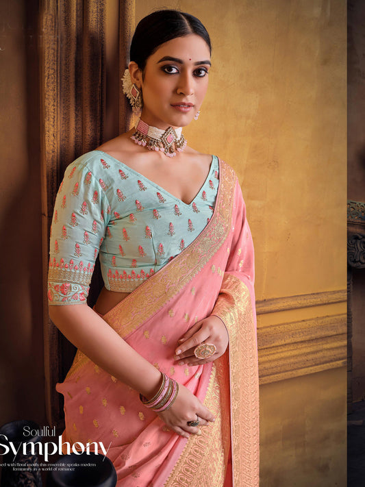 Zari Fancy Partywear South Indian wedding Saree In Beige Color-81608