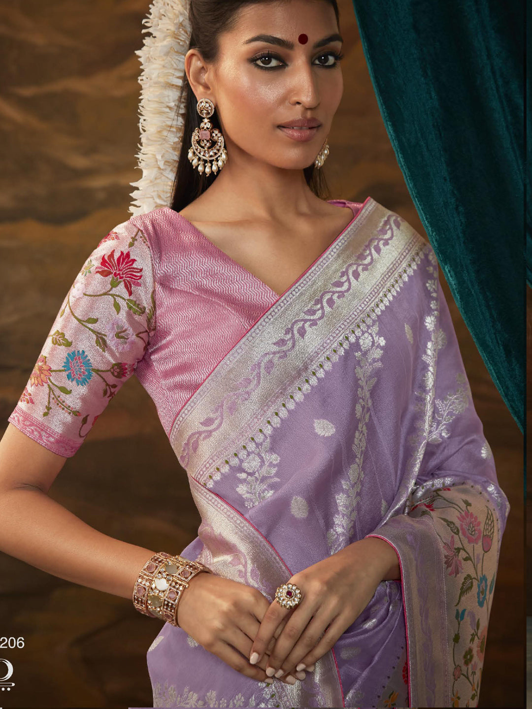 Zari Pure Dola Silk Partywear South Indian wedding Saree In Purple Color-81575