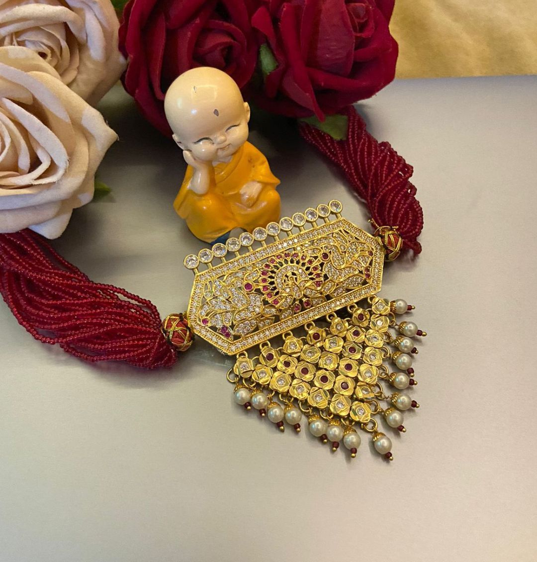 AD Stone Premium quality Traditional Rajputi Aad Jewellery Set-61085