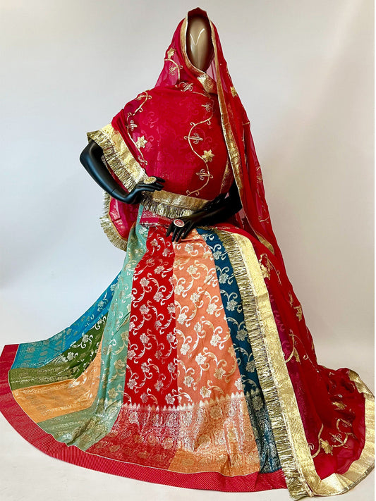 16 Kali Panchrangi Banarasi Mehendi Sangeet Rajputi Poshak-91372