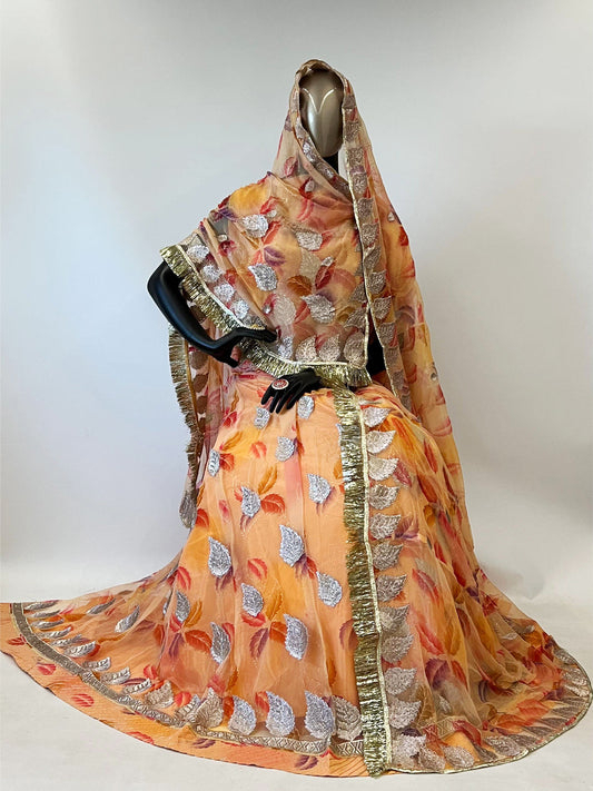 10 Kali Royal Georgette Festive Rajputi Poshak in Orange color-91402