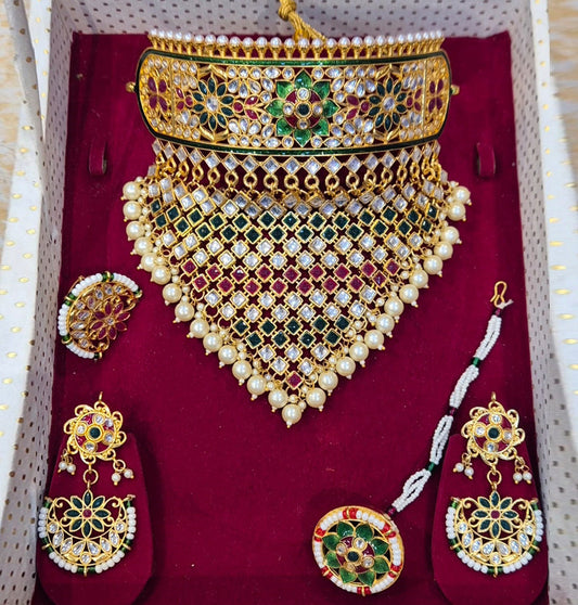 Women's Kundan Premium quality Rajputi Jewellery Set-301196