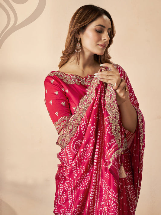 Jari Bhagalpuri Silk Traditional Saree In Red-81494