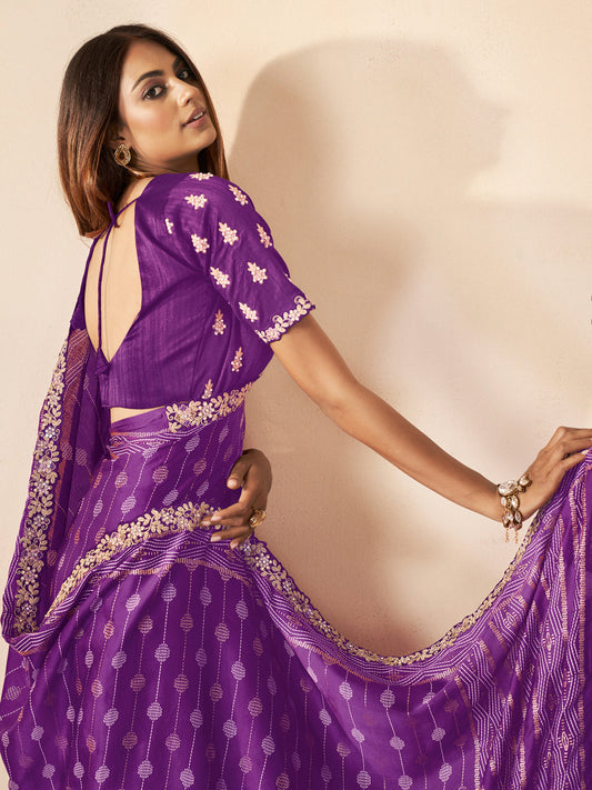 Jari Bhagalpuri Silk Traditional Saree In Purple-81498
