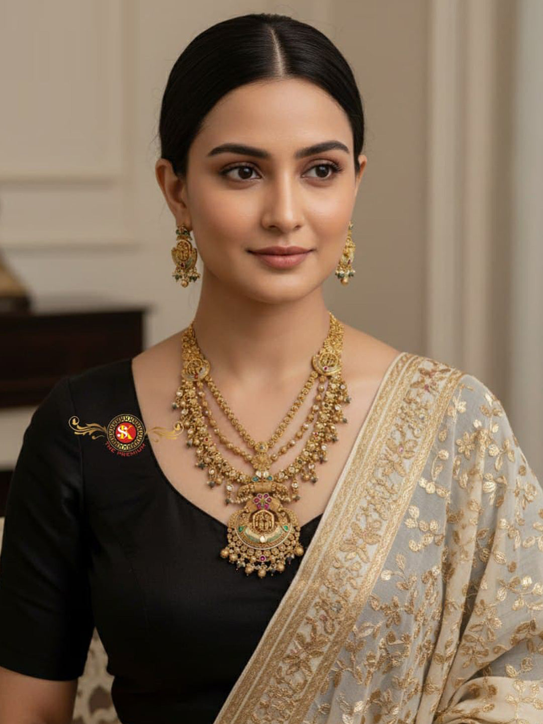 Women Antique Brass Kundan Rani Haar Necklace Jewelry Set -20227