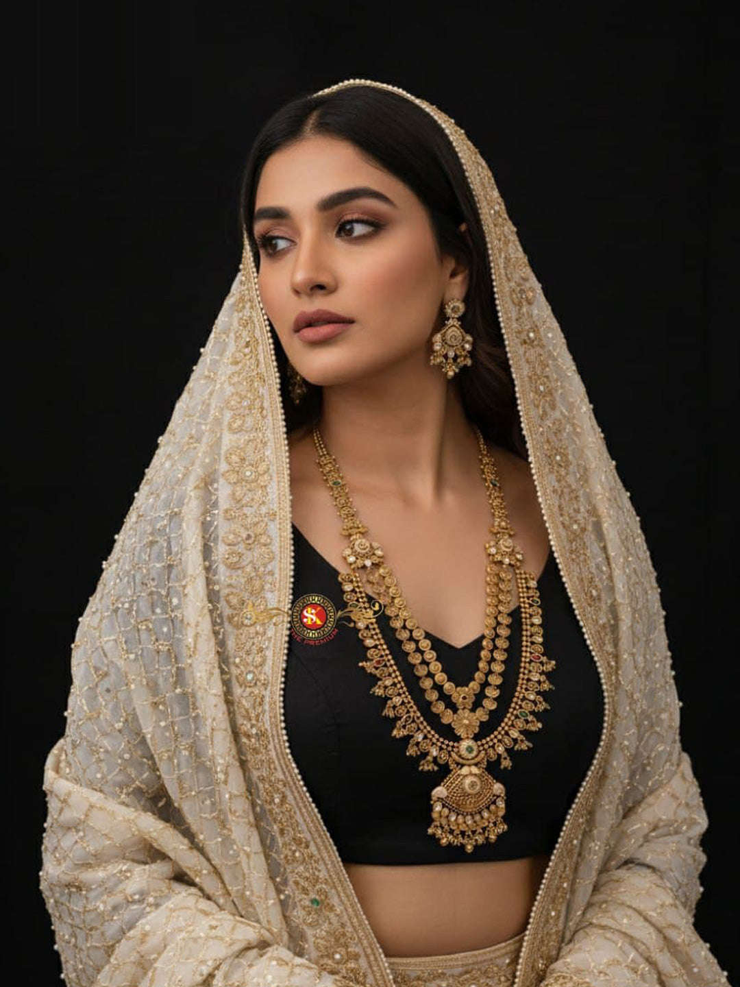 Women Antique Brass Kundan Rani Haar Necklace Jewelry Set -20233