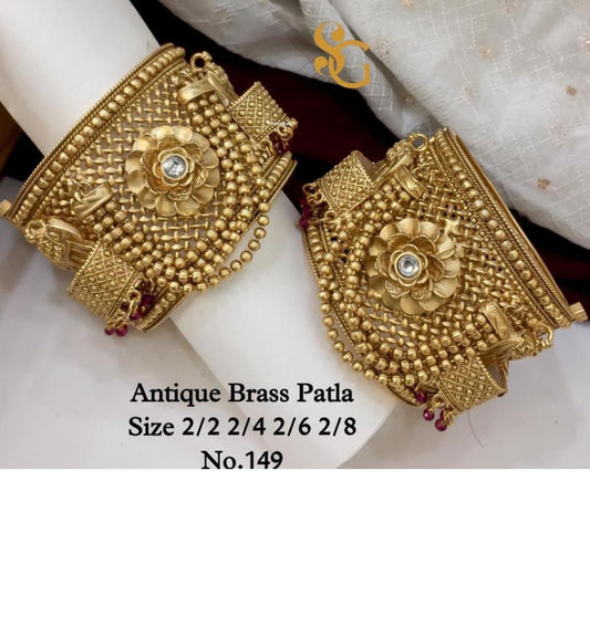 Antique Designer Premium Quality Brass High Gold Openable Bangles Set-81408