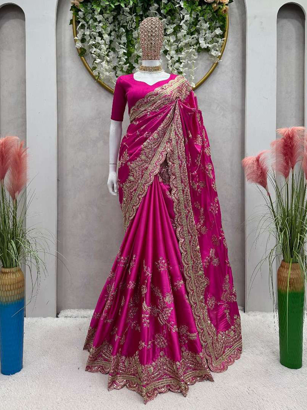 Rangoli Silk Traditional Sequence work Saree in Pink color-41020 (Copy)