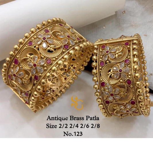 Antique Designer Premium Quality Brass High Gold Openable Bangles Set-81411