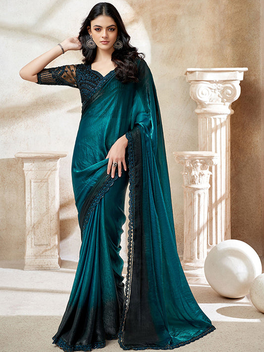 Fendi Digital Wedding Partywear Saree in Blue color-41052