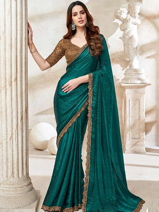 Fendi Wedding Partywear Saree in Blue color-41061