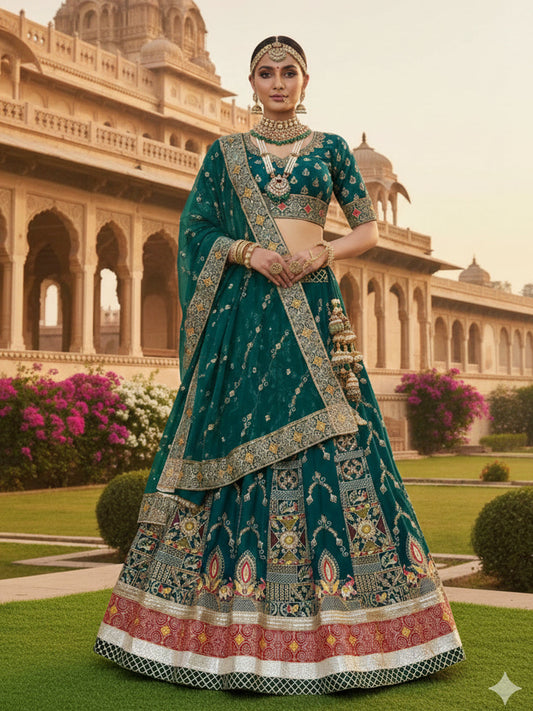 4 Meter flair Crep Silk Premium quality Vintage Rajputi Poshak-91727