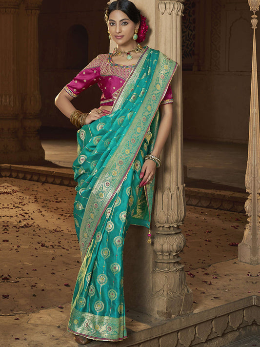 Lace Border Contrast Designer Pure Satin Traditional Saree-91261