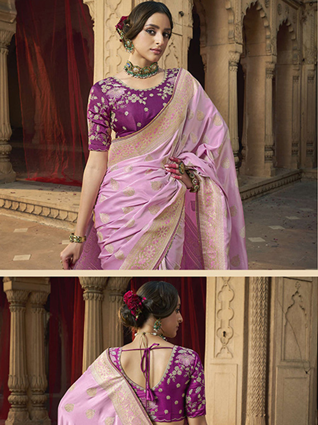 Lace Border Contrast Designer Pure Satin Traditional Saree-91262