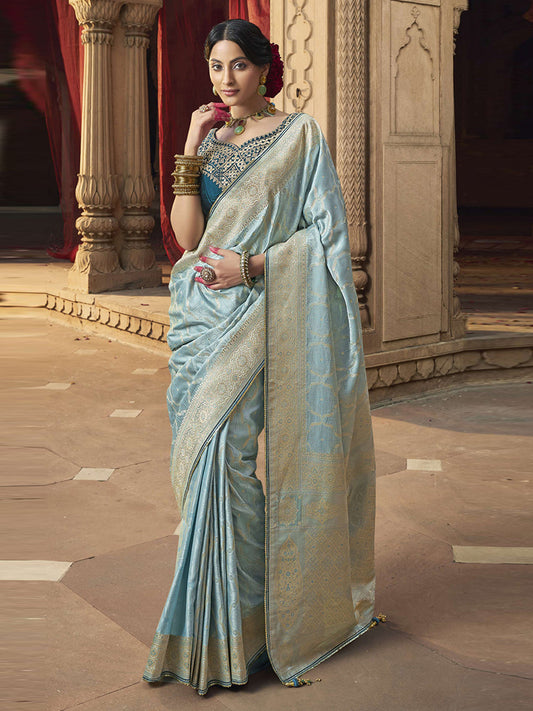 Lace Border Contrast Designer Pure Satin Traditional Saree-91263