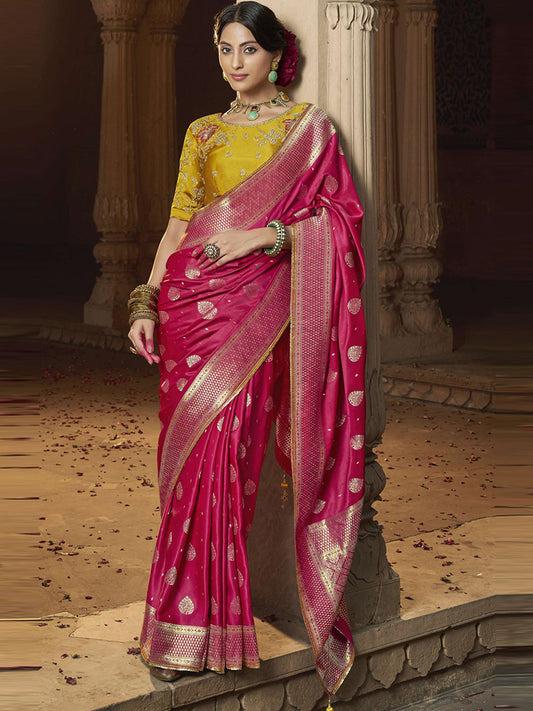 Lace Border Contrast Designer Pure Satin Traditional Saree-91264