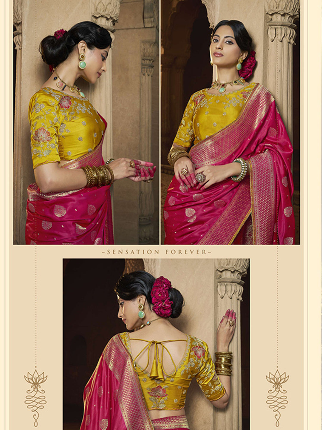 Lace Border Contrast Designer Pure Satin Traditional Saree-91264