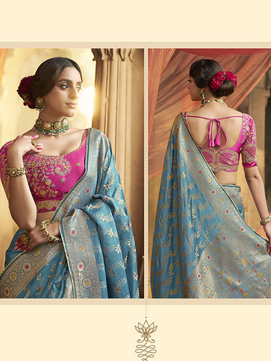 Lace Border Contrast Designer Pure Satin Traditional Saree-91267