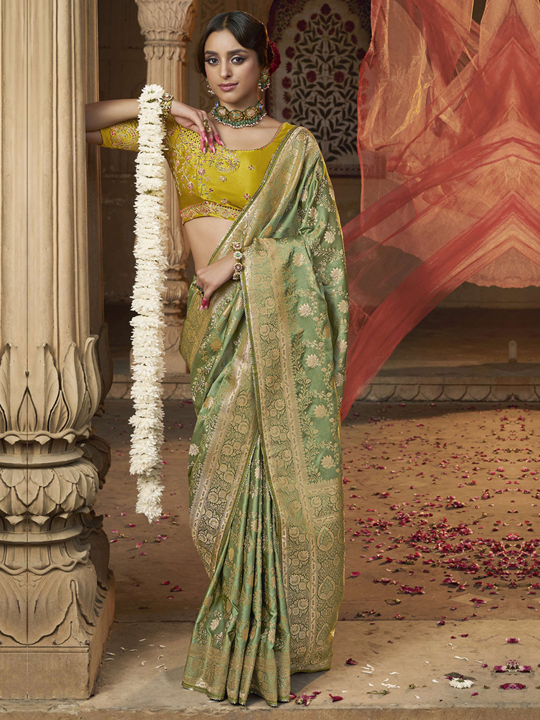 Lace Border Contrast Designer Pure Satin Traditional Saree-91268