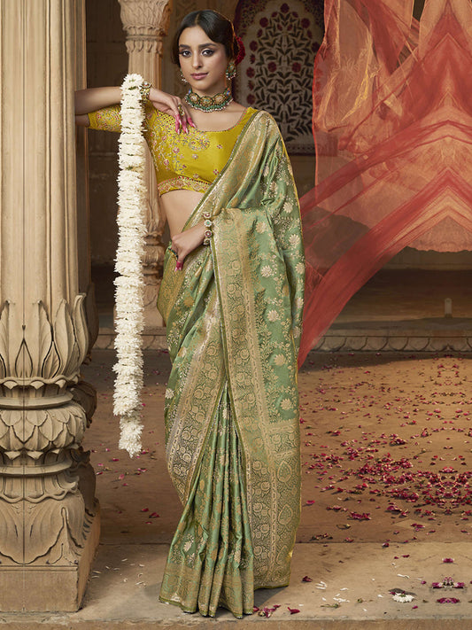 Lace Border Contrast Designer Pure Satin Traditional Saree-91268