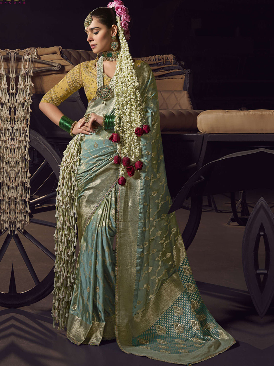 Embroidered Work Designer Viscose Tissue Wedding Partywear Traditional Saree-91257