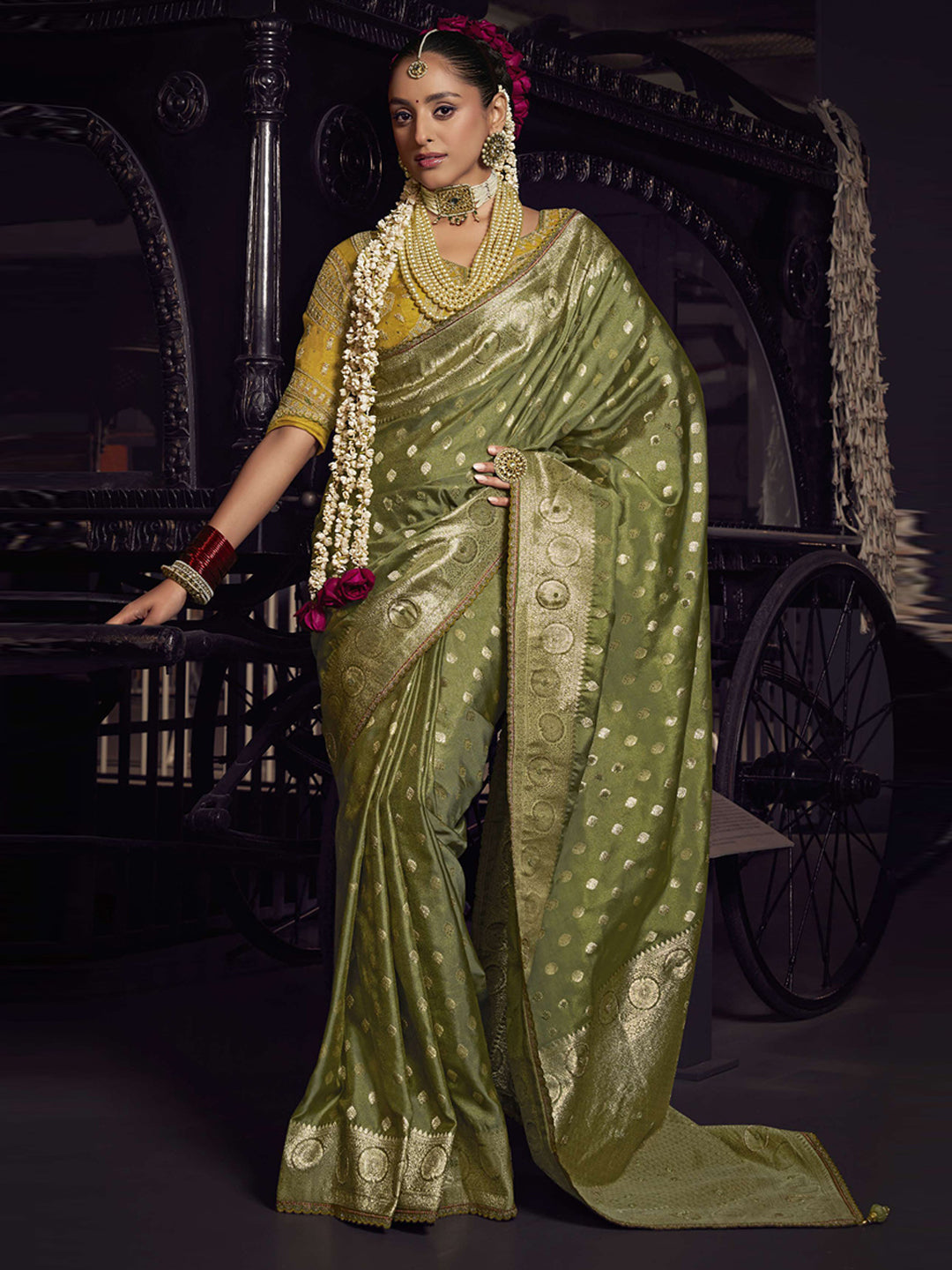 Embroidered Work Designer Viscose Tissue Wedding Partywear Traditional Saree-91259