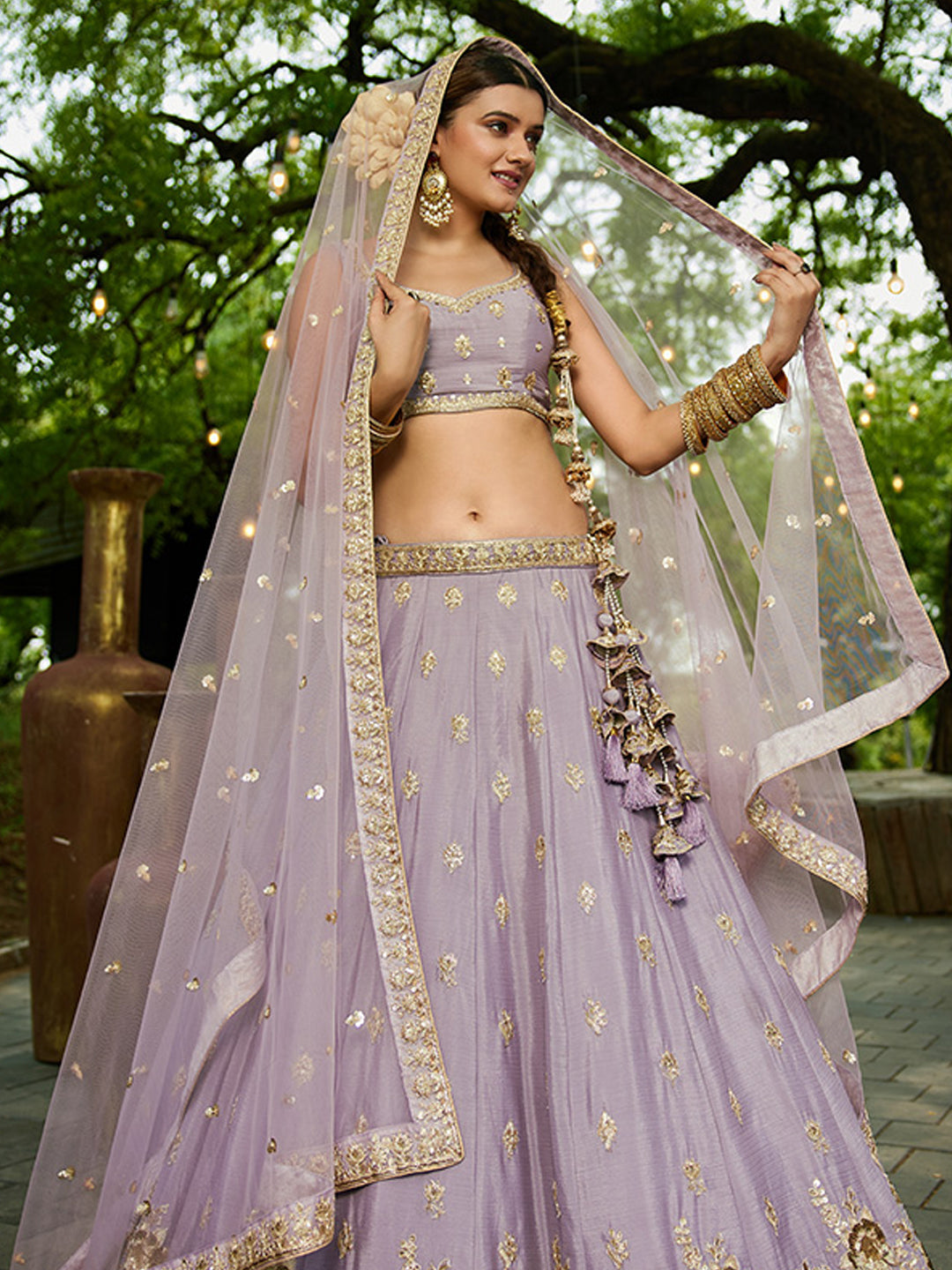 Chinnon Traditional Reception Wedding Lehenga In Purple color-41067